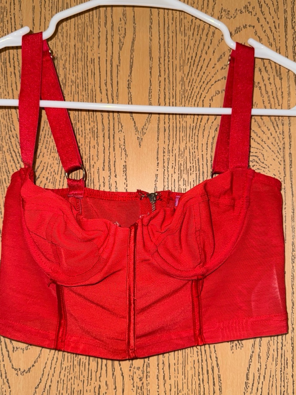Edikted Red Bustier Crop Top with Structured Cups